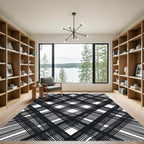 Black White Intersecting Lines Diamond Rug