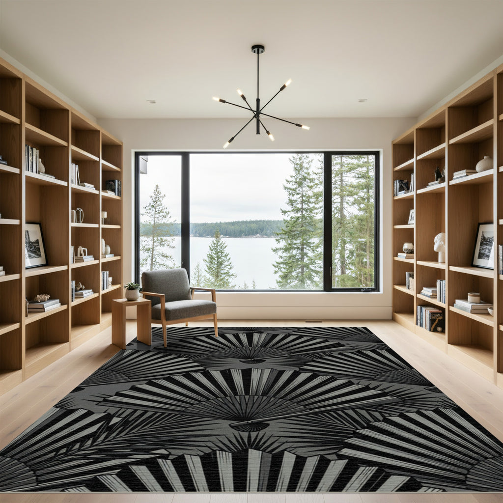 Monochrome Layered Fan Panorama Rug