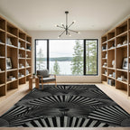 Monochrome Layered Fan Panorama Rug