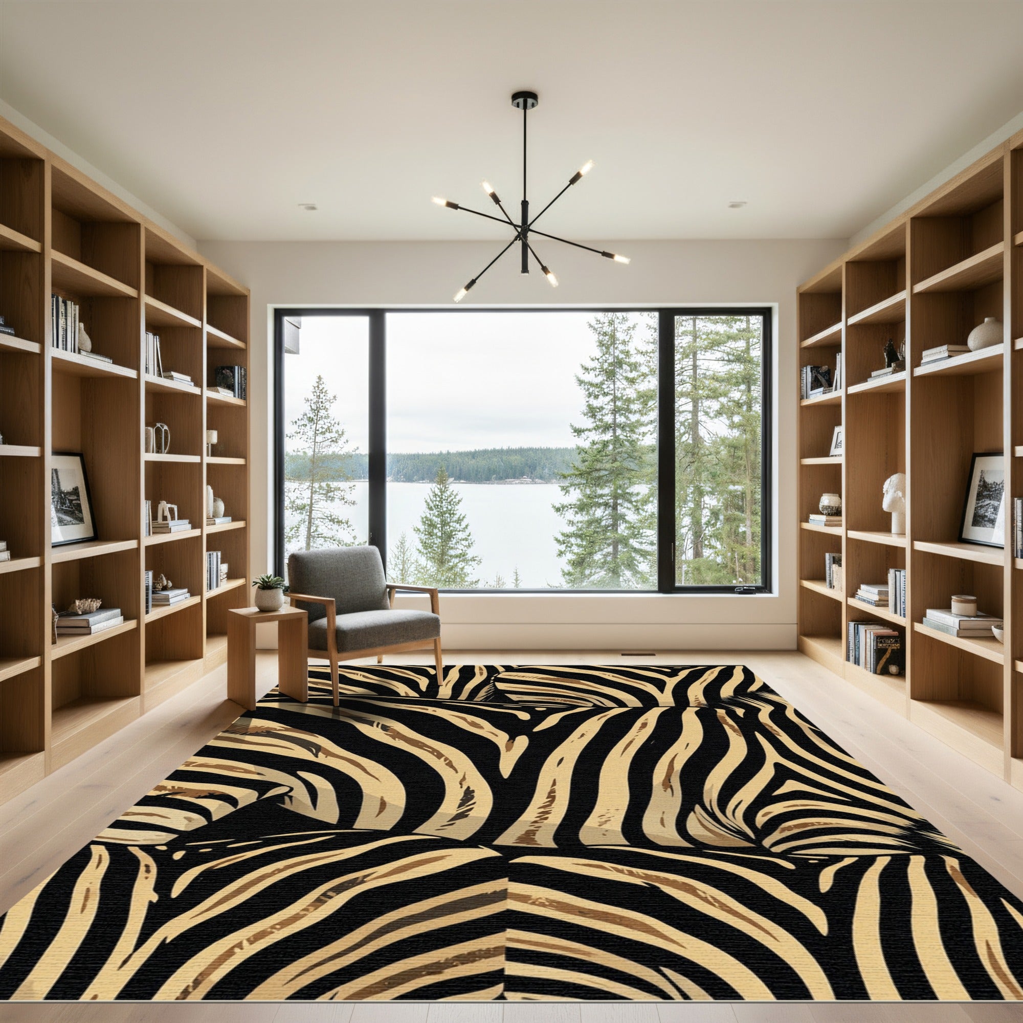 Bold Black Gold Zebra Stripe Rug