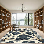 Abstract Black and White Cowhide Rug