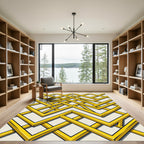 Golden Abstract Geometric Interlocking Link Rug