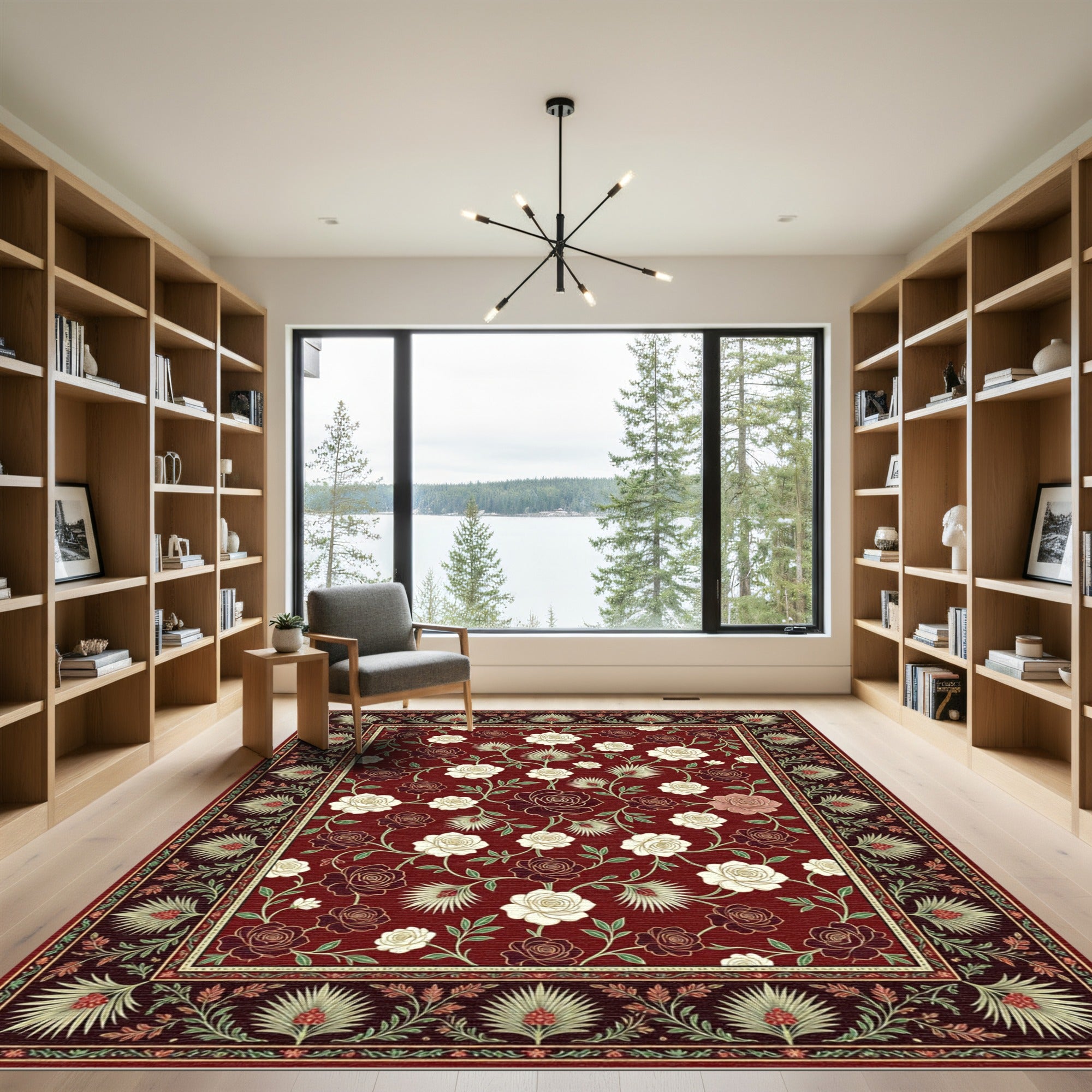 Burgundy Rose Botanical Garden Rug