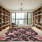 Rose Pink Floral Acanthus Scroll Rug