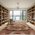 Golden Fan Art Deco Rose Quartz Rug