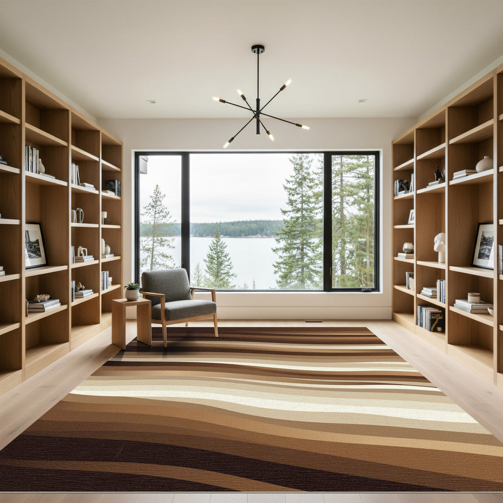 Brown Ombre Layered Waves Rug