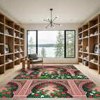 Pink Rose Arch Garden Scene Rug