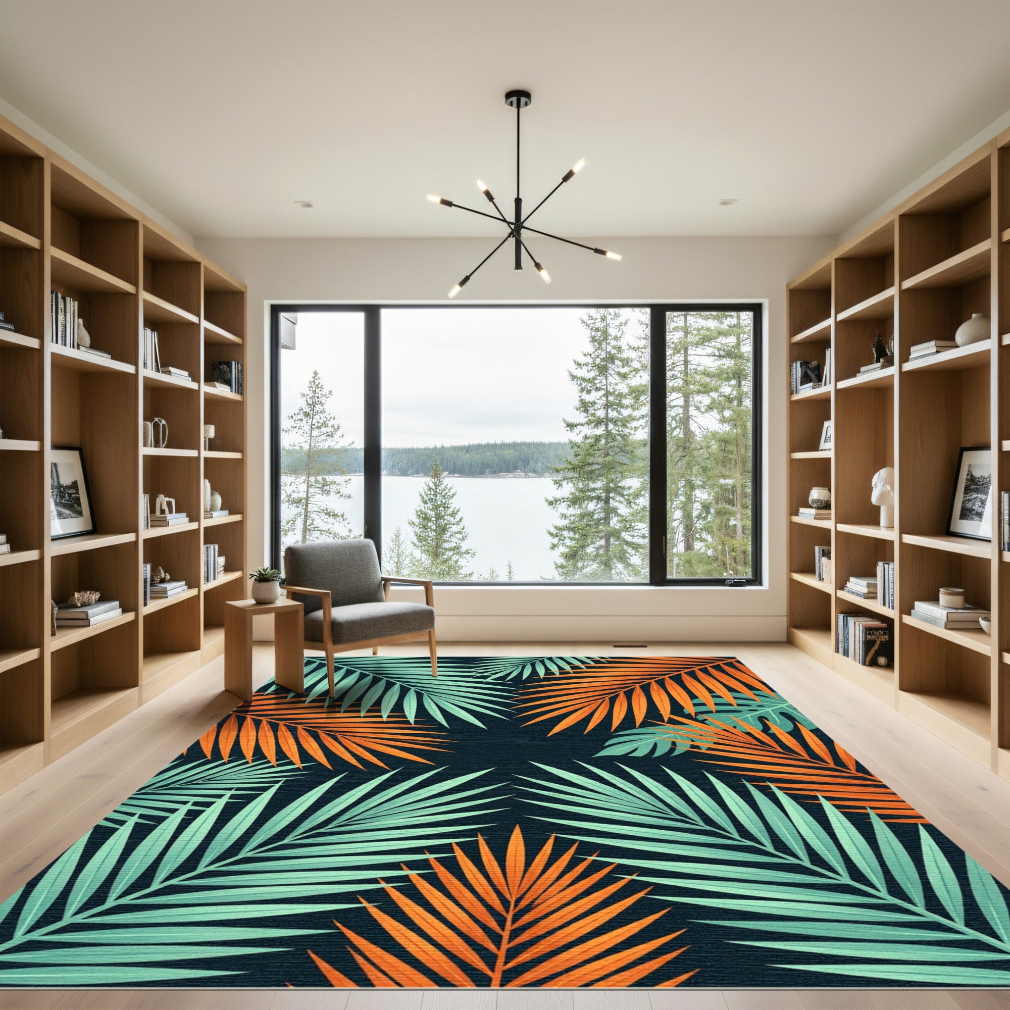 Vibrant Tropical Palm Leaf Duo Rug