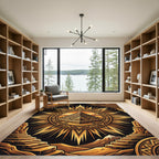 Golden Sun Pyramid Aztec Geometric Rug