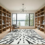 Modern Monochrome Radial Burst Rug