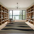Golden Black Wavy Stripe Layered Rug