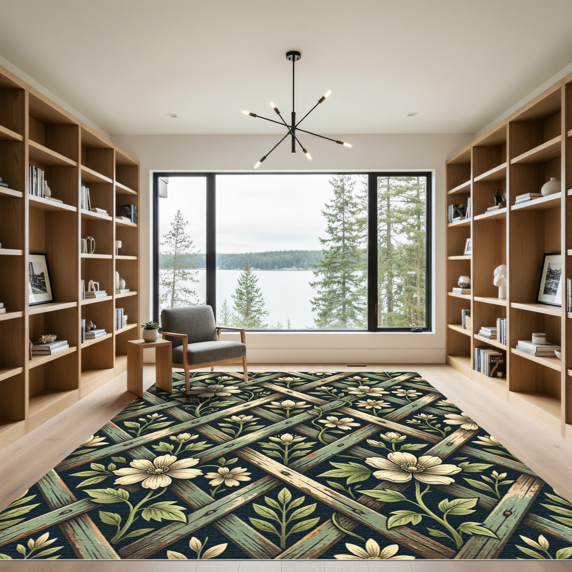 Vintage Floral Trellis Lattice Rug