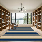 Navy and Beige Linear Stripe Rug