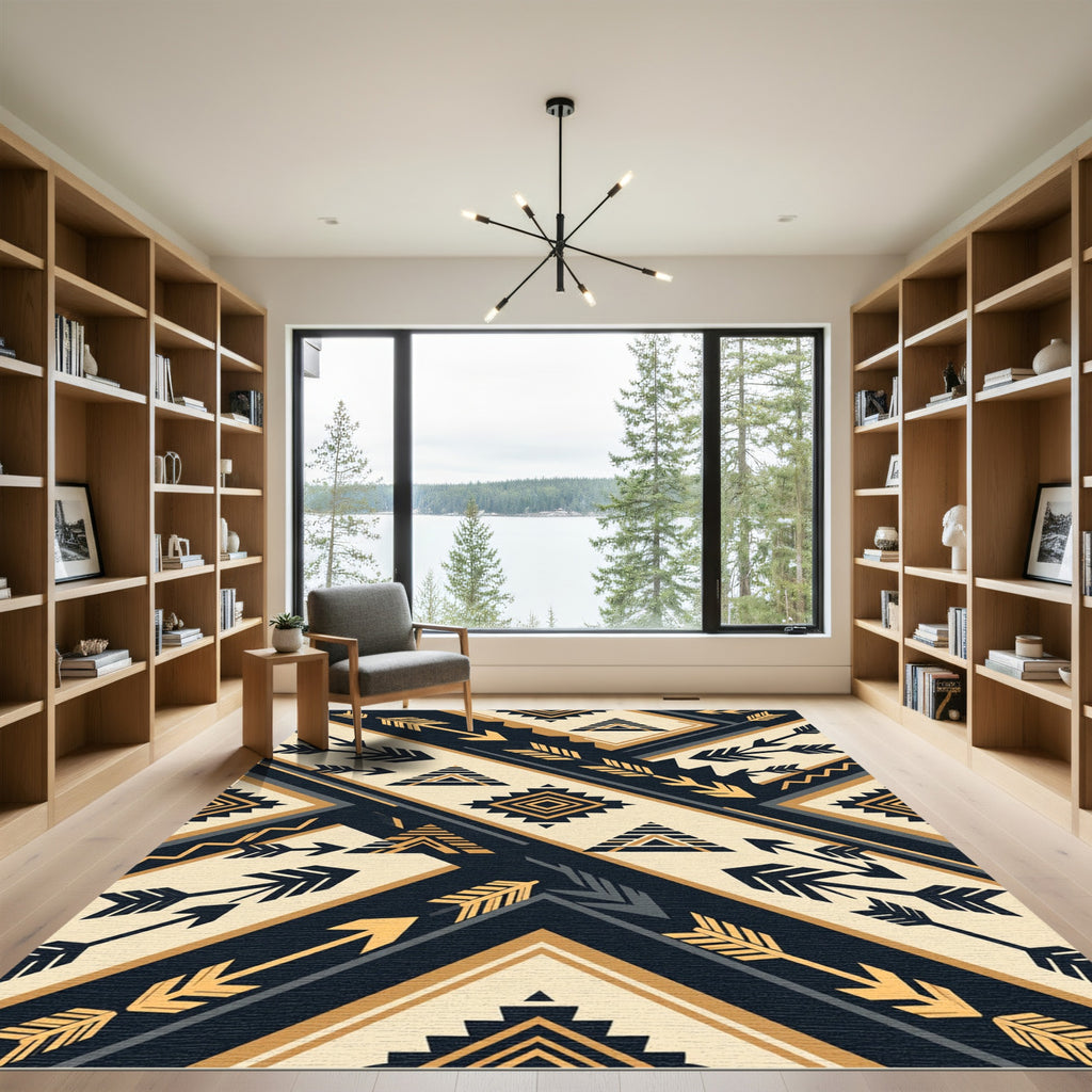 Geometric Southwestern Arrow Ivory Charcoal Rug