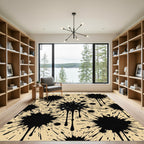 Bold Black Ink Splatter Abstract Art Rug