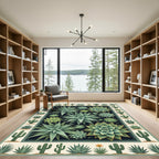Botanical Succulent Desert Cactus Rug