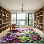 Vibrant Plum Blossom Garden Arrangement Rug