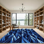 Geometric Blue Mountain Peaks Rug