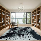 Monochrome Abstract Ink Splash Rug