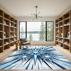 Frozen Stellar Blue Geometric Crystal Burst Rug