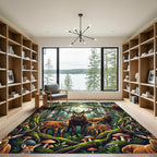 Enchanted Forest Elk Wildlife Scene Rug