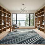 Coastal Serenity Diagonal Stripe Ocean Landscape Rug