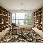 Exotic Leopard Jungle Art Dark Brown Rug
