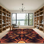 Radial Terracotta Sunburst Geometric Art Rug