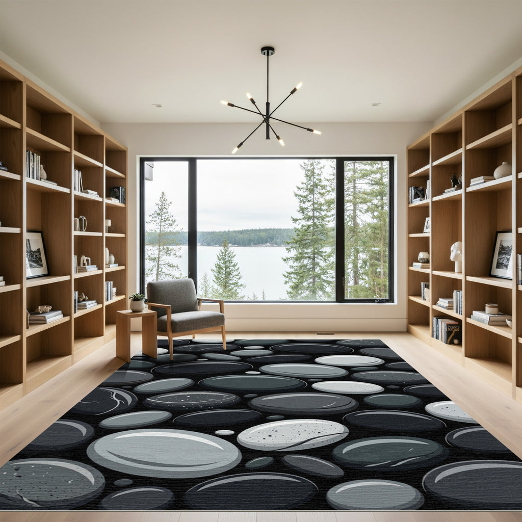 Monochrome Smooth River Stone Rug