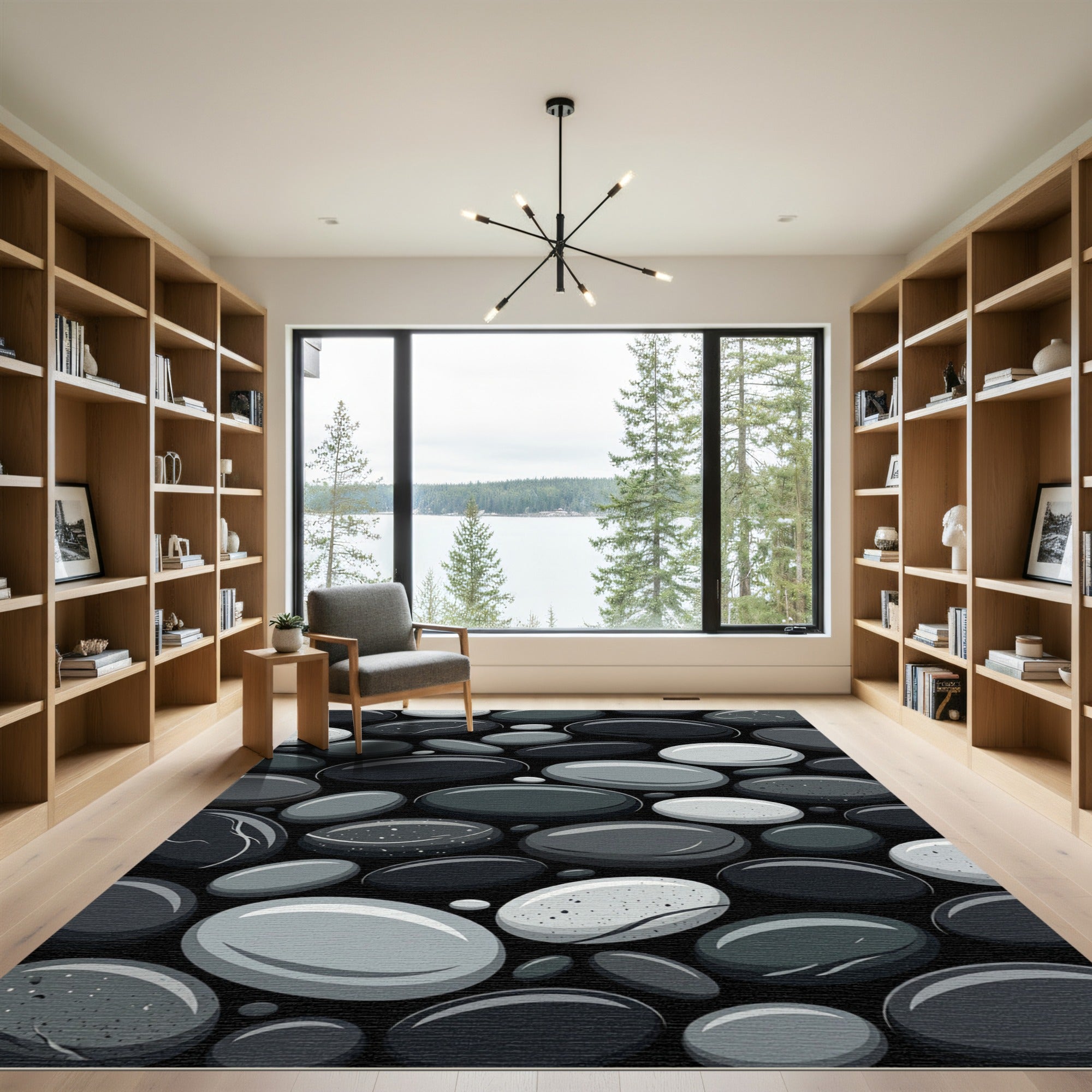 Monochrome Smooth River Stone Rug