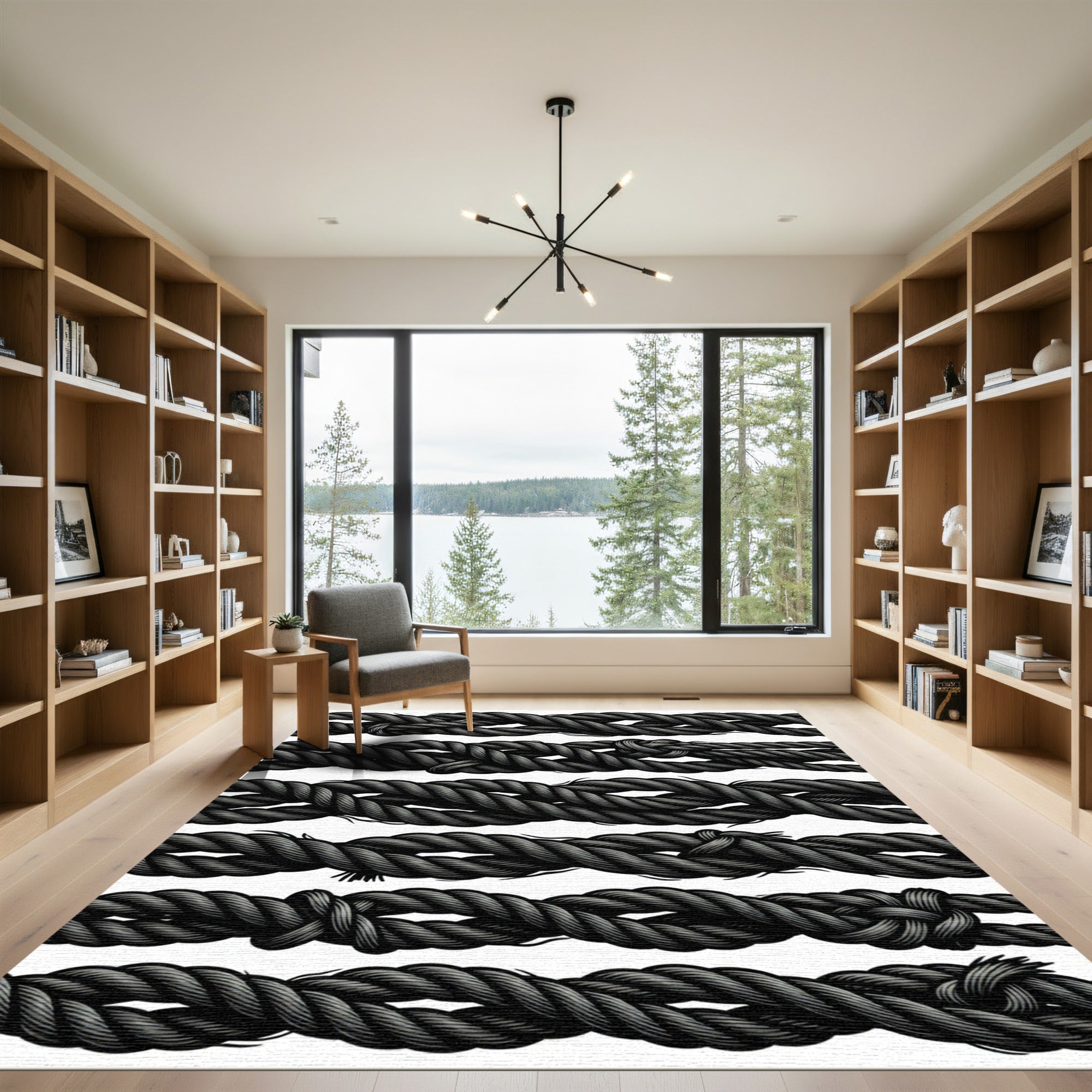 Black Braided Rope Collection Rug