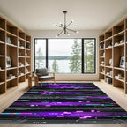 Neon Cyber Circuit Glitch Abstract Art Rug