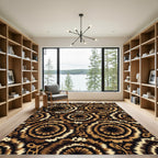 Brown Tawny Sunburst Medallion Rug