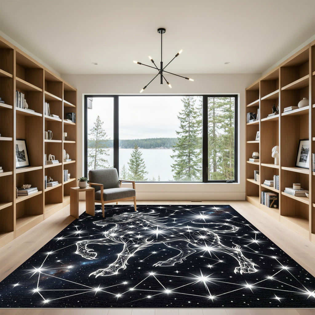 Celestial Goat Constellation Starry Night Rug