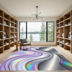 Iridescent Lavender Liquid Wave Fluid Metal Rug