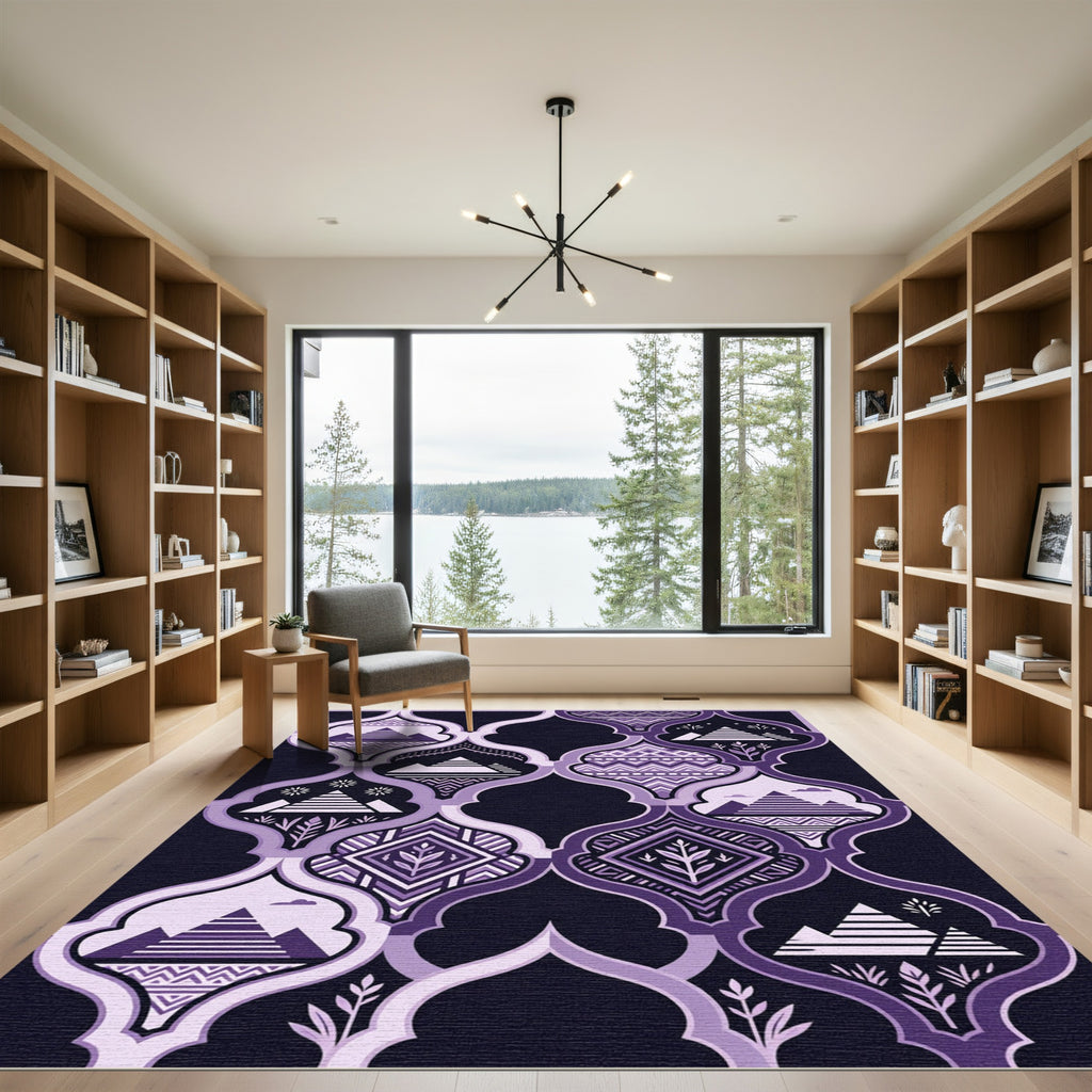 Purple Geometric Mountain Landscape Arches Rug
