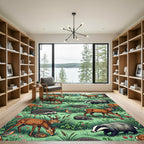 Enchanted Woodland Deer and Wildlife Meadow Rug