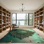 Elegant Emerald Filigree Scroll Medallion Art Rug