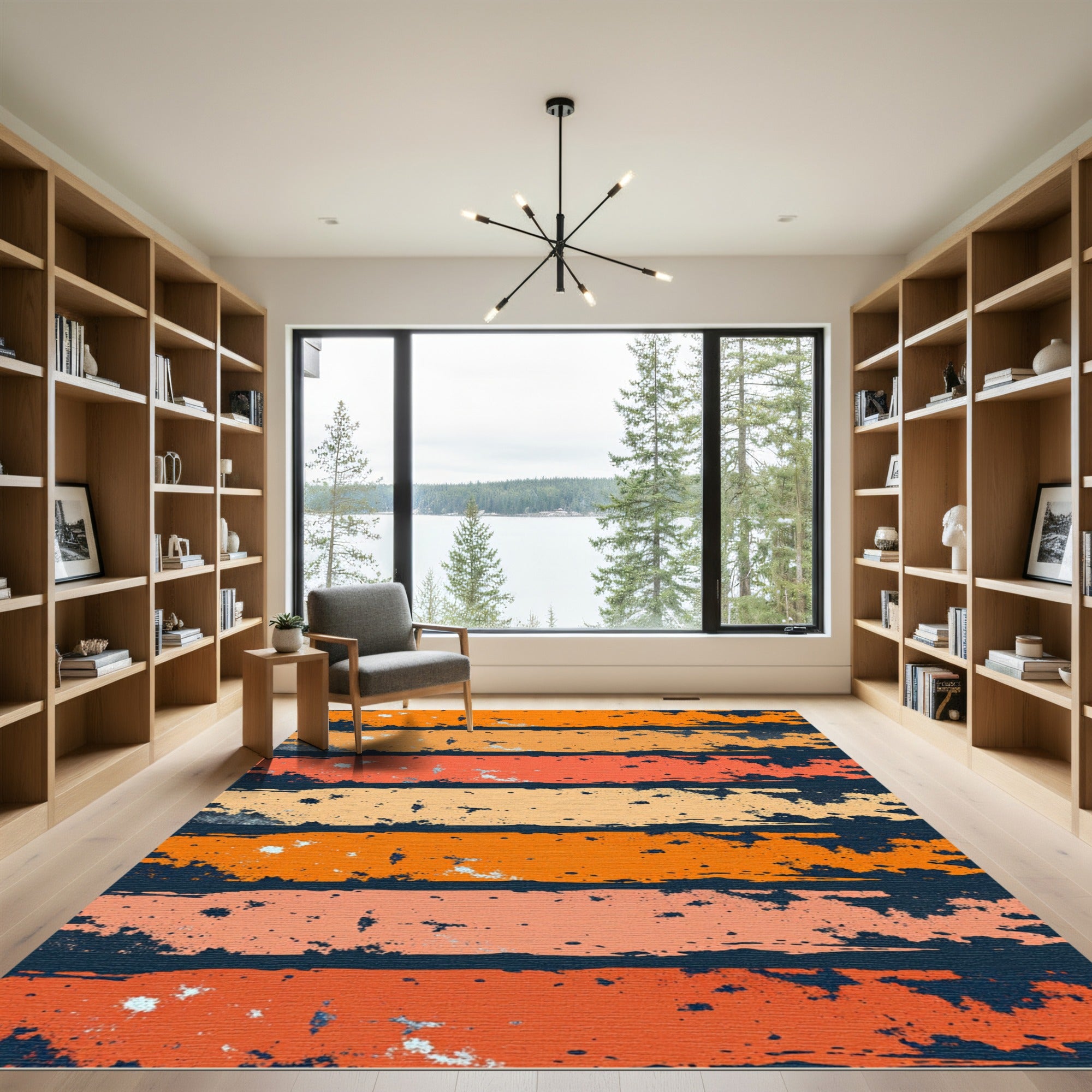 Retro Sunset Striped Abstract Texture Rug
