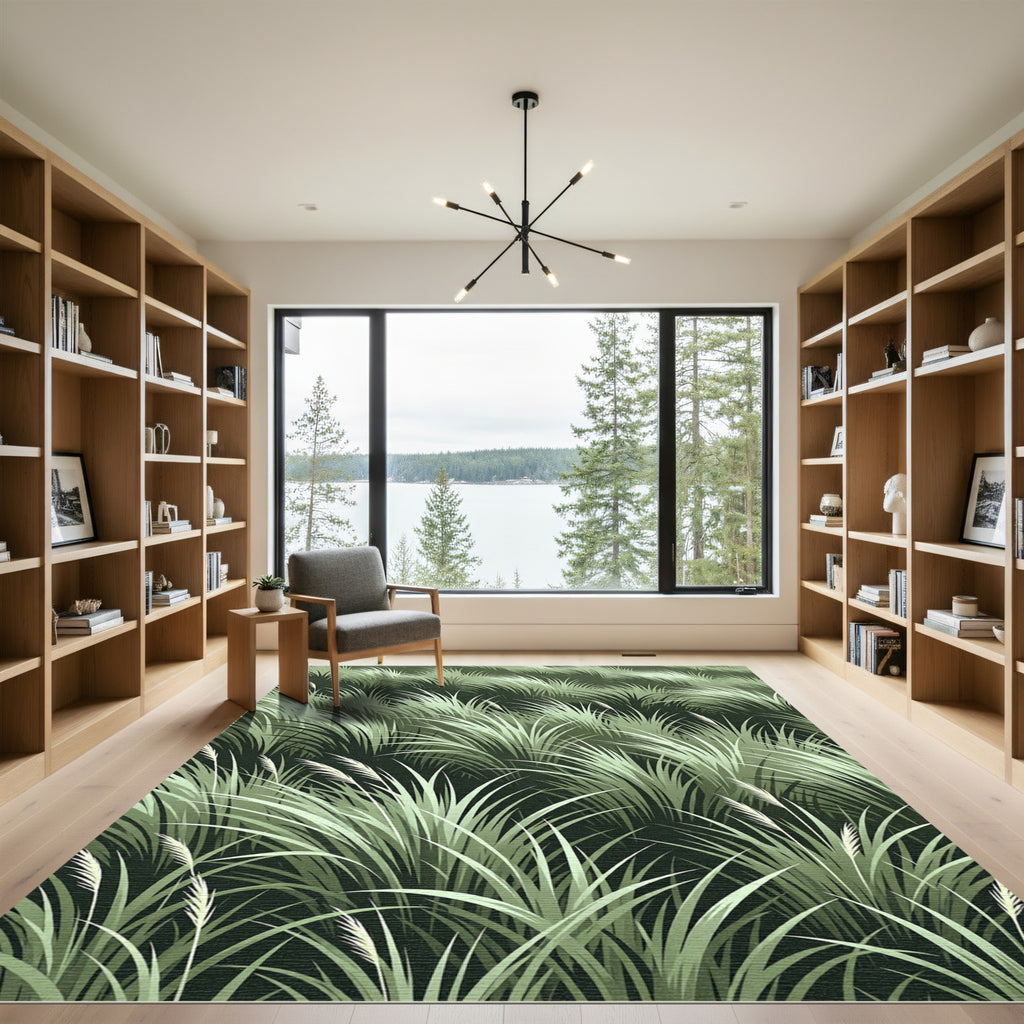 Lush Emerald Grass Field Meadow Rug