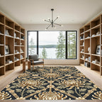 Golden Chrysanthemum Floral Lattice Rug