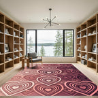 Pink Gradient Concentric Heart Pattern Rug