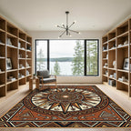 Geometric Sunburst Earthy Bronze Tapestry Rug