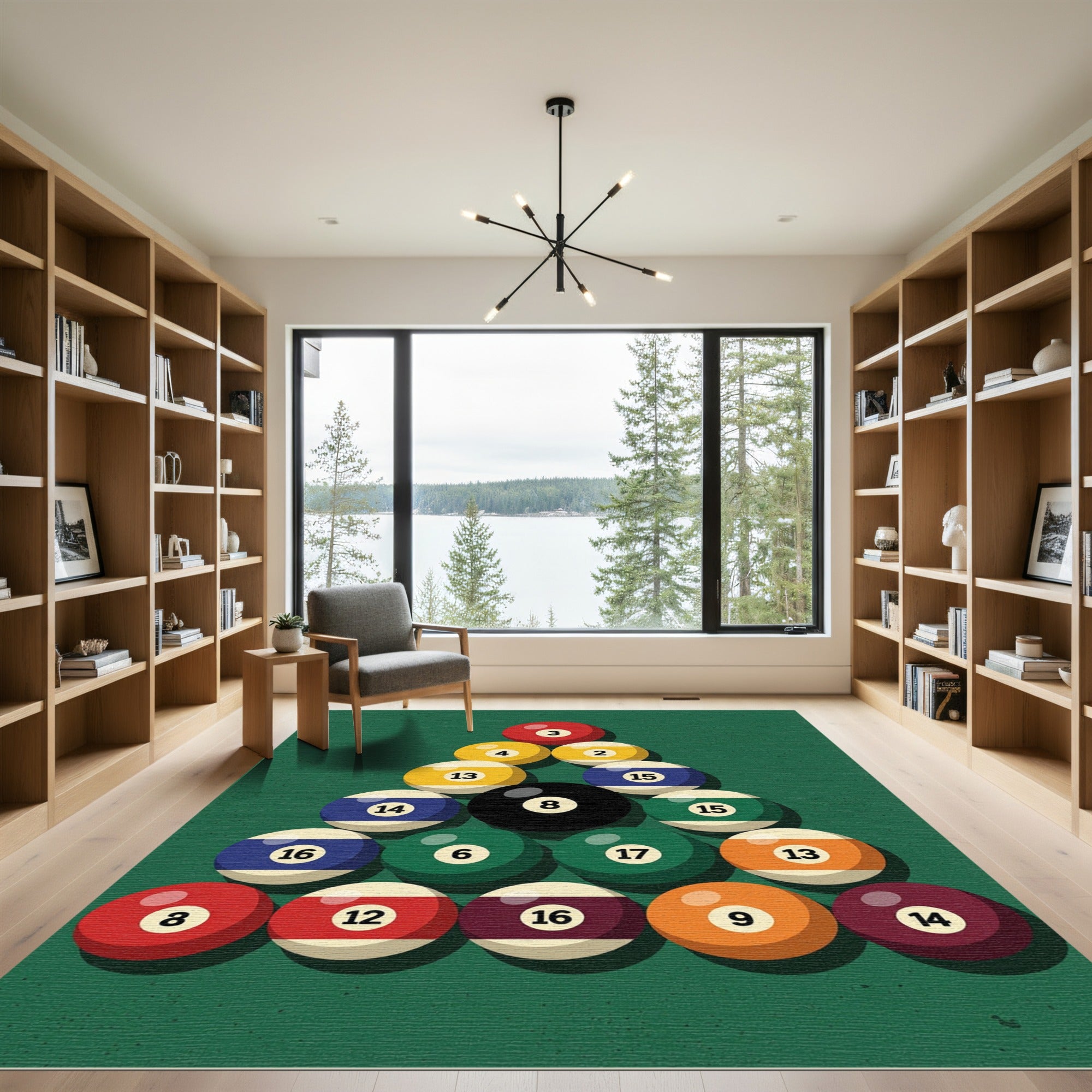Billiard Ball Rack Geometric Games Table Rug