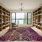 Ornate Pink Gold Arch Floral Rug