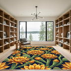 Golden Cactus Flower Desert Bloom Rug
