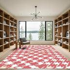 Crimson White Houndstooth Interlocking Rug