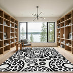 Monochrome Leopard Spotted Donut Illustration Rug