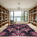 Art Deco Pink Fan Plume Wallpaper Rug