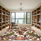 Pink Shell Gold Acanthus Scroll Damask Rug